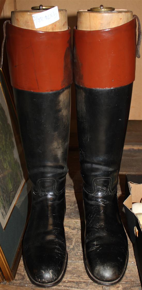Pair black & brown riding boots